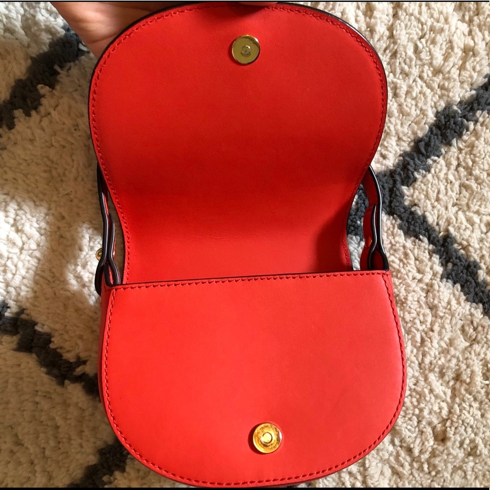 Auth Tory Burch Poppy Red Mini Saddles Crossbody - Picture 5 of 8